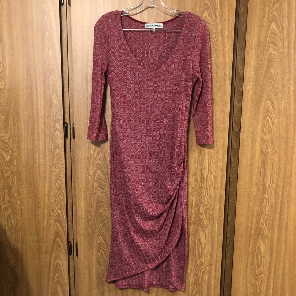 Almost Famous Red Midi Sweater Dress